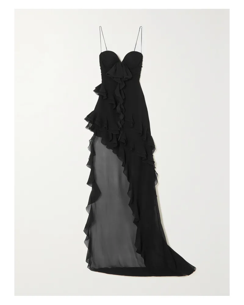 Alessandra Rich Asymmetrische Robe Aus Seiden-georgette - Schwarz Schwarz