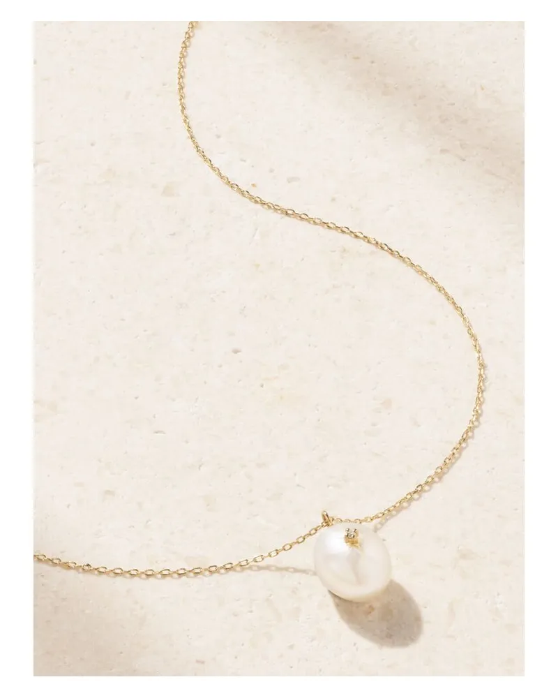 MATEO Kette Aus 14 Karat Gold Mit Perle Und Diamant - Wollweiß Wollweiß