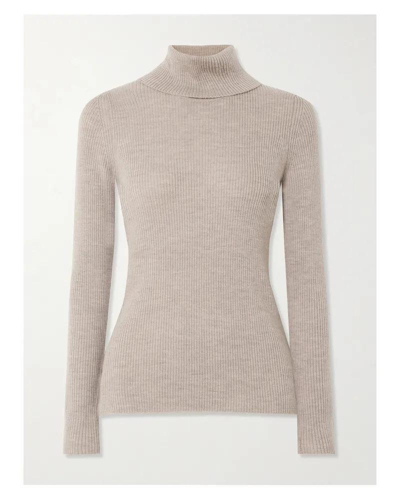 WE NORWEGIANS Rollkragenpullover Aus Gerippter Merinowolle - Braun Braun