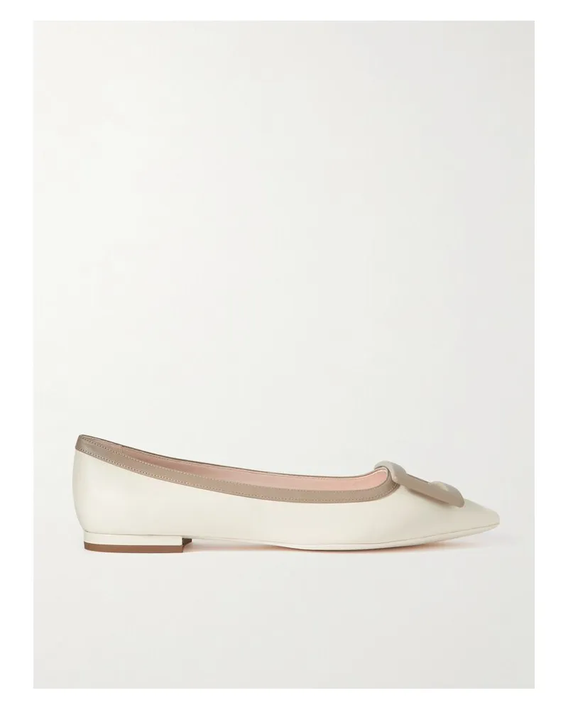 Roger Vivier Gommettine Zweifarbige Ballerinas Aus Leder Mit Spitzer Kappe - Creme Creme