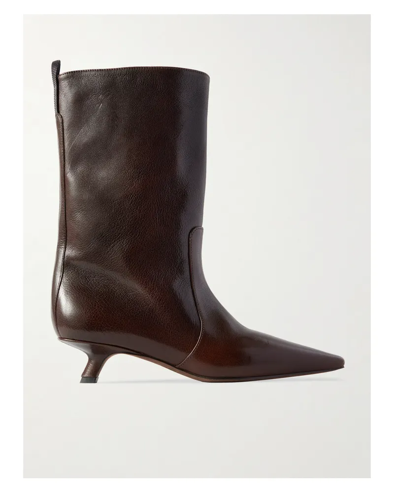 Brunello Cucinelli Ankle Boots Aus Leder Mit Zierperlen - Braun Braun