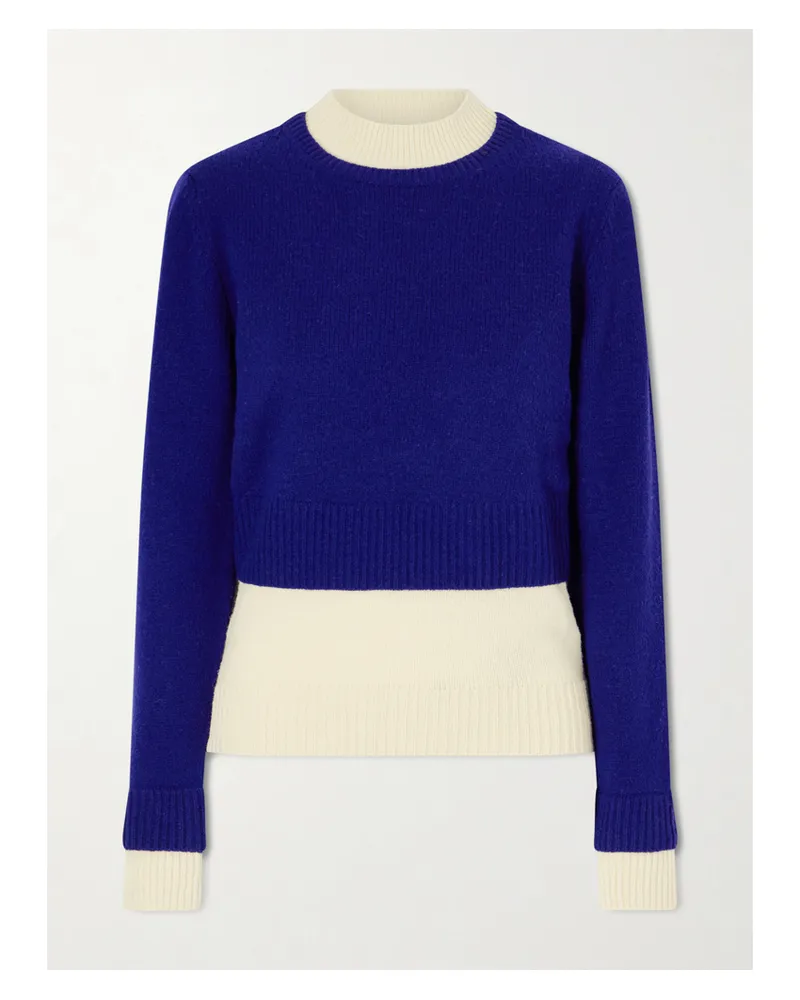 Jil Sander Two-tone Layered Wool-blend Sweater - Blue Blue