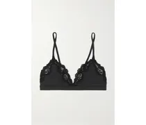 Fits Everybody Lace-trimmed Stretch Triangle Bralette – Onyx – Triangel-bh aus Stretch-material