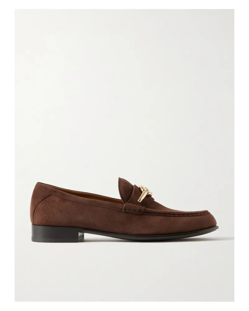 Valentino Garavani Vlogo Gate Loafers Aus Veloursleder Mit Verzierung - Braun Braun