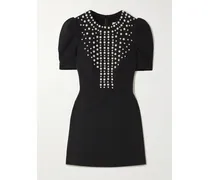 Minikleid Aus Crêpe Mit Kunstperlen - Schwarz