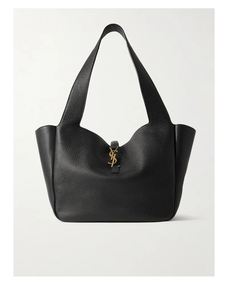 Saint Laurent Le 5 À 7 Bea Textured-leather Tote - Black Black