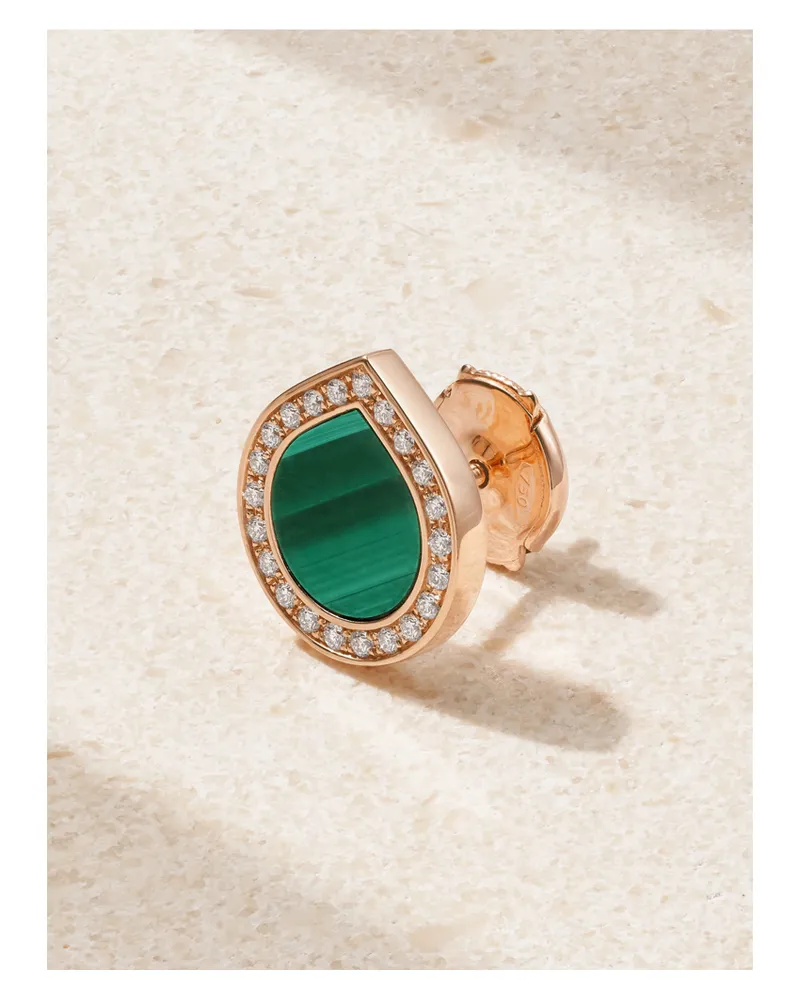 Repossi Antifer 18-karat Rose Gold, Malachite And Diamond Single Earring - Green Green