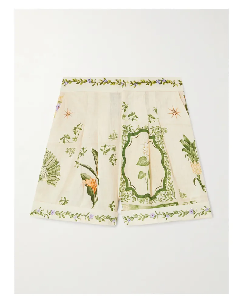 AGUA BENDITA Rommy Wild Shorts Aus Bedrucktem Leinen - Creme Creme
