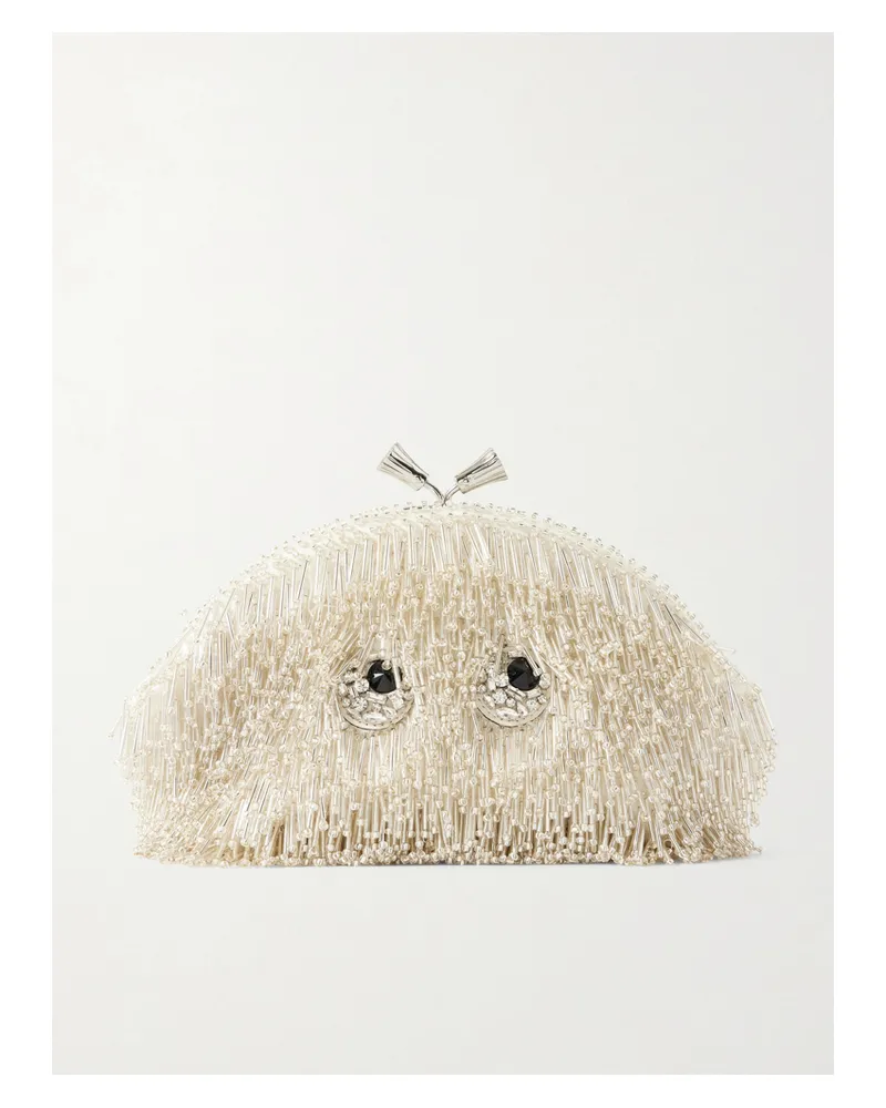 Anya Hindmarch Eyes Embellished Satin Clutch - Neutrals Neutrals
