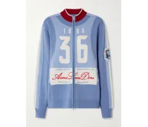 Cardigan Aus Jacquard-wollstrick Mit Reißverschluss - Blau