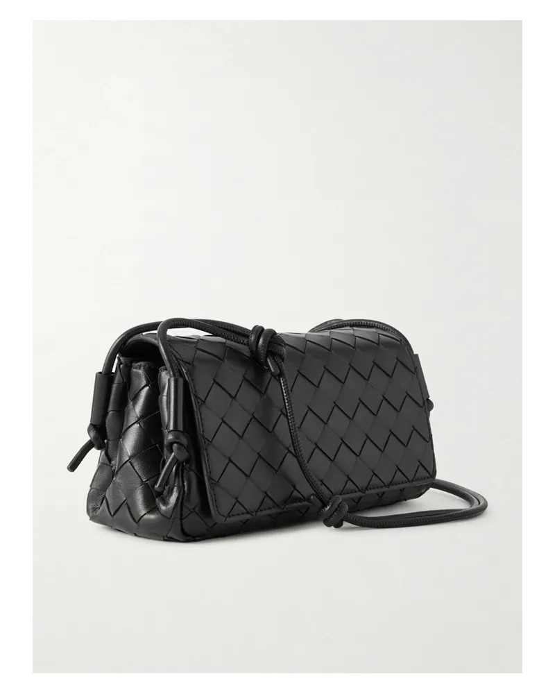 Bottega Veneta Intrecciato Leather Shoulder Bag - Black Black