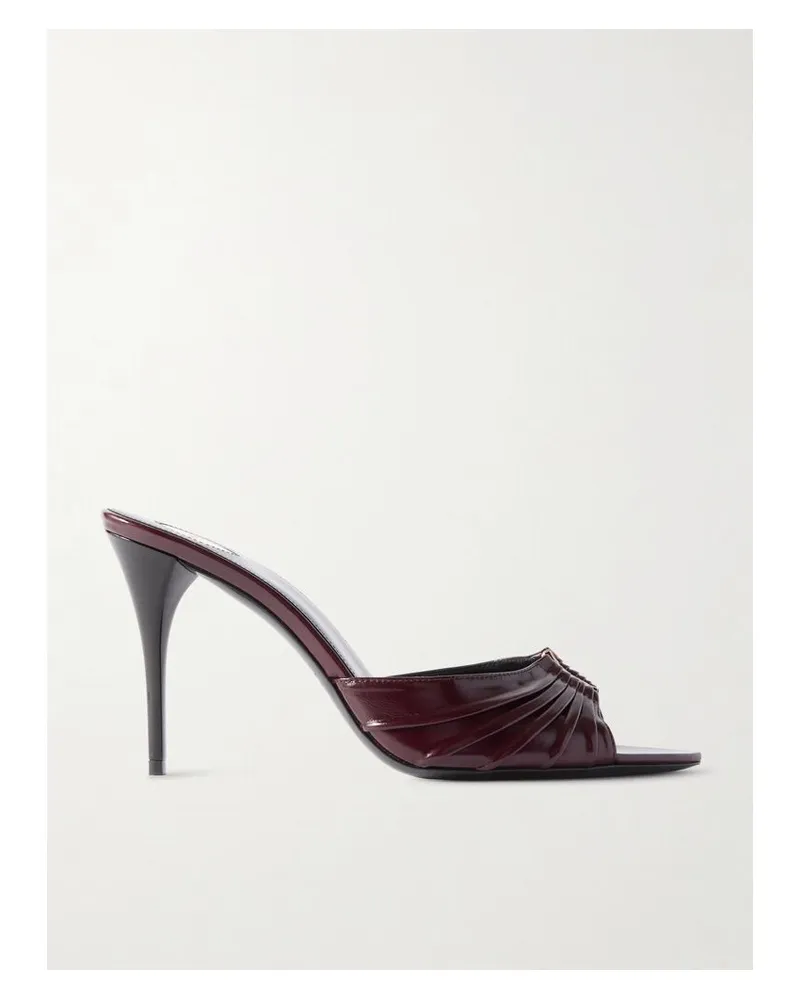 Saint Laurent Babylone Mules Aus Glanzleder Mit Raffungen Und Verzierung - Burgunder Burgunder