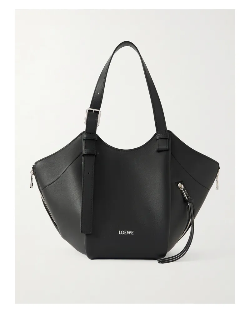 Loewe Hammock Flip Leather Tote - Black Black