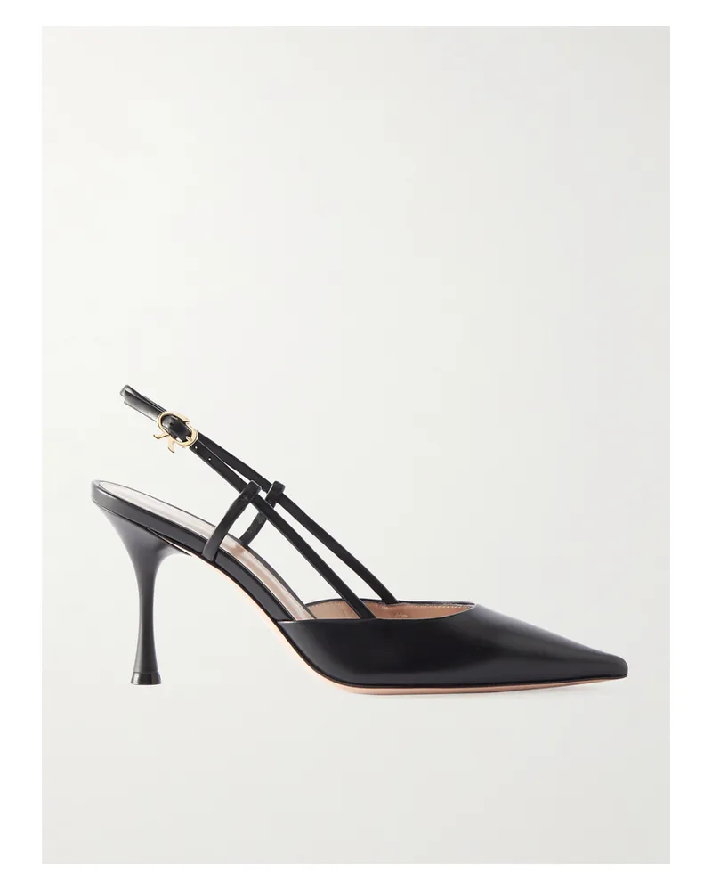 Gianvito Rossi Ascent 85 Leather Slingback Pumps - Black Black