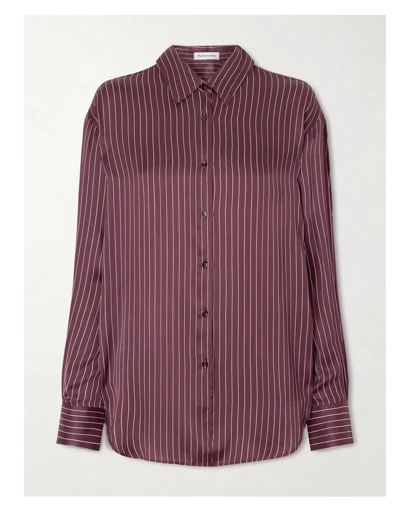 FRANKIE Shop Peri Hemd Aus Gestreiftem Satin - Burgunder Burgunder
