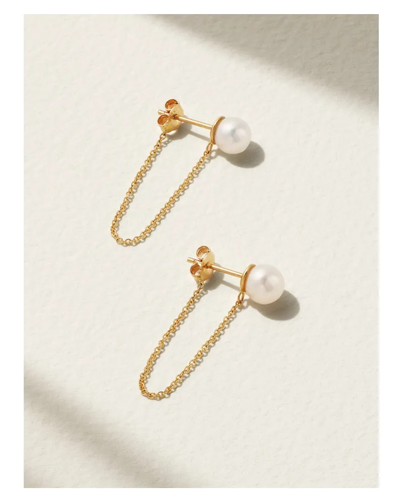 MATEO Ohrringe aus 14 Karat Gold mit Perlen Weiß