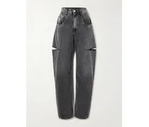 Hoch Sitzende Jeans Mit Weitem Bein Und Cut-outs - Schwarz