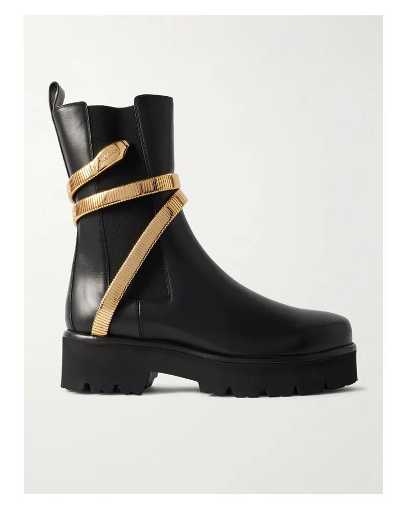 René Caovilla Chelsea Boots Aus Leder Mit Verzierung - Schwarz Schwarz