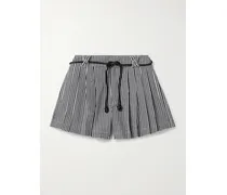 Neci Shorts Aus Baumwollpopeline Mit Gingham-karo, Falten Und Bindegürtel - Schwarz