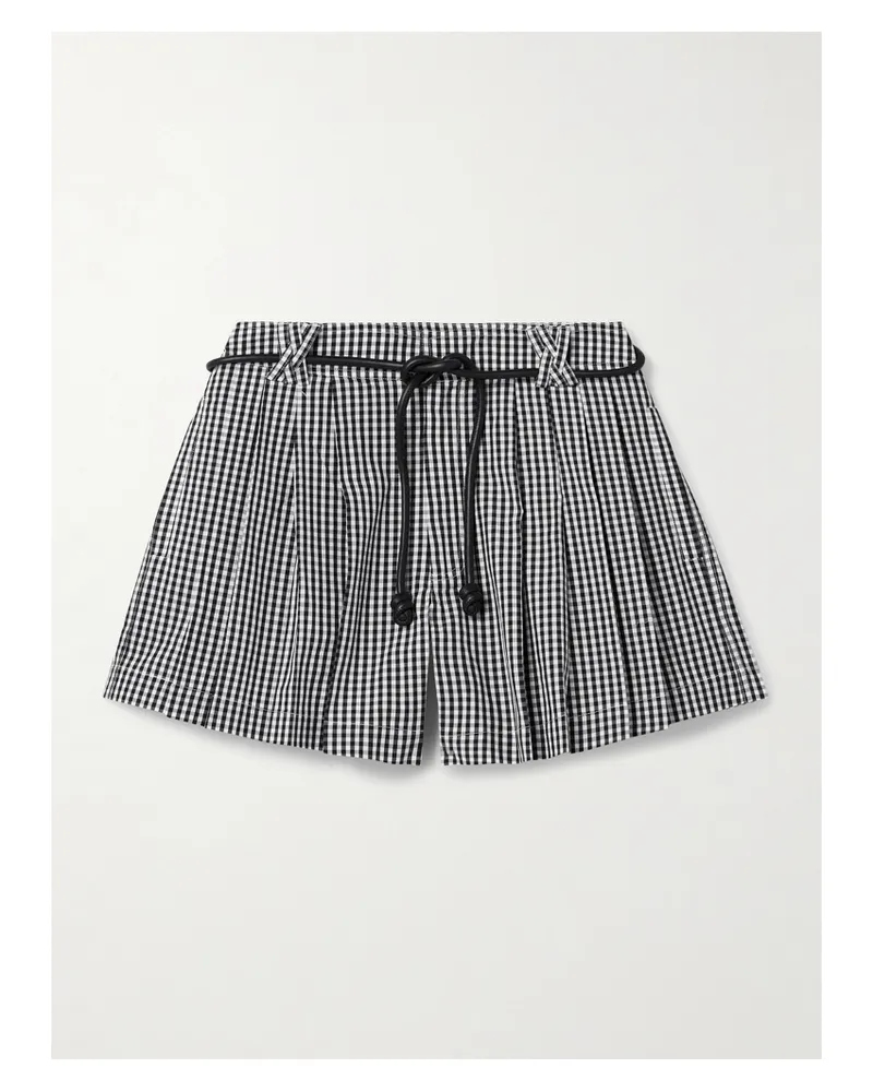 Sea Neci Shorts Aus Baumwollpopeline Mit Gingham-karo, Falten Und Bindegürtel - Schwarz Schwarz