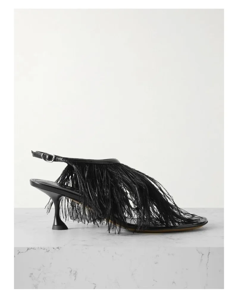 Proenza Schouler Tee Sandalen Aus Leder Mit Federn - Schwarz Schwarz
