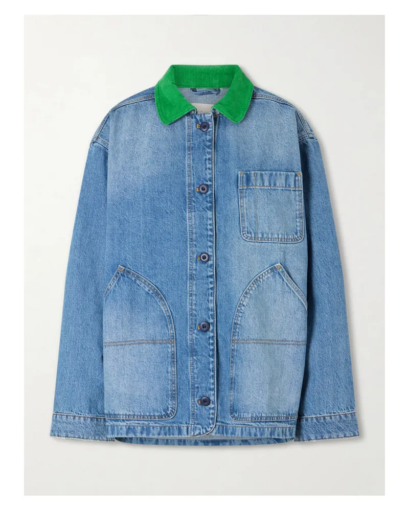 DÔEN Pascual Corduroy-trimmed Denim Jacket - Blue Blue