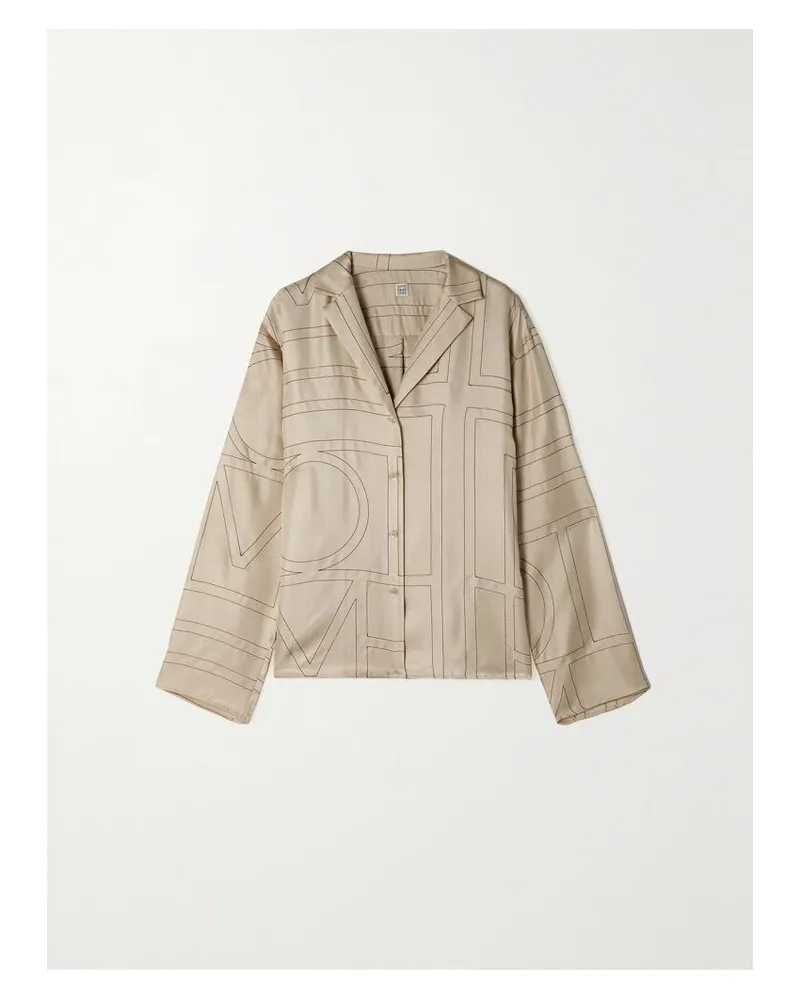 Totême Hemd Aus Seiden-twill Mit Stickereien - Elfenbein Elfenbein