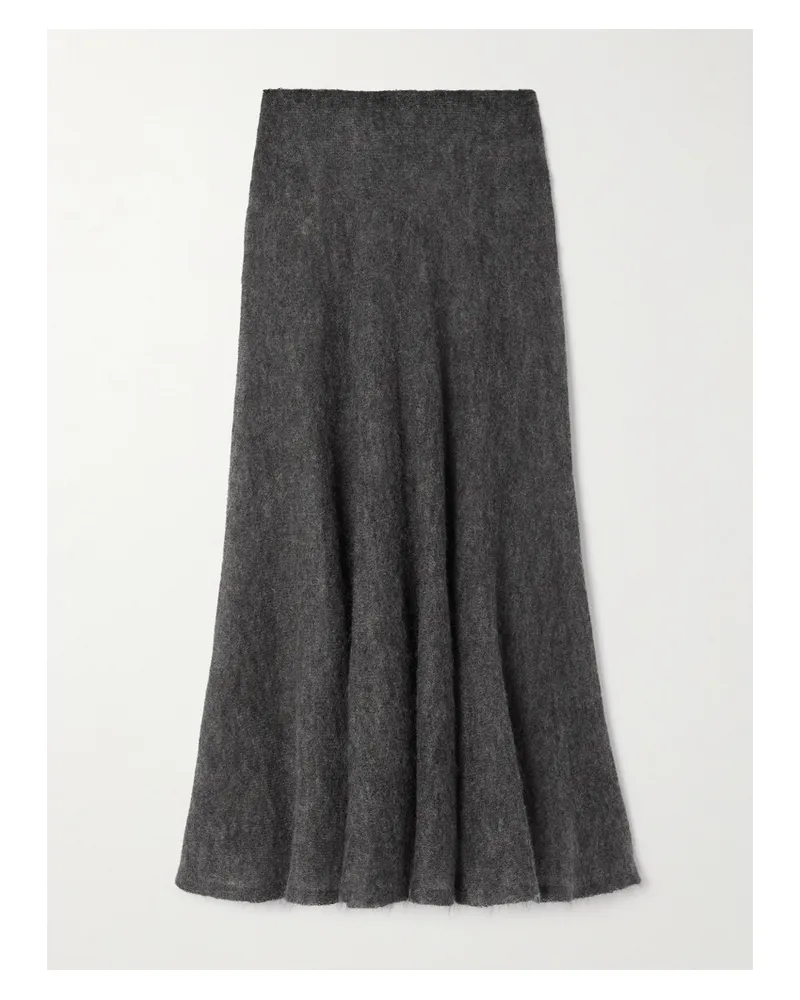 Alaïa Pleated Mohair-blend Midi Skirt - Gray Gray