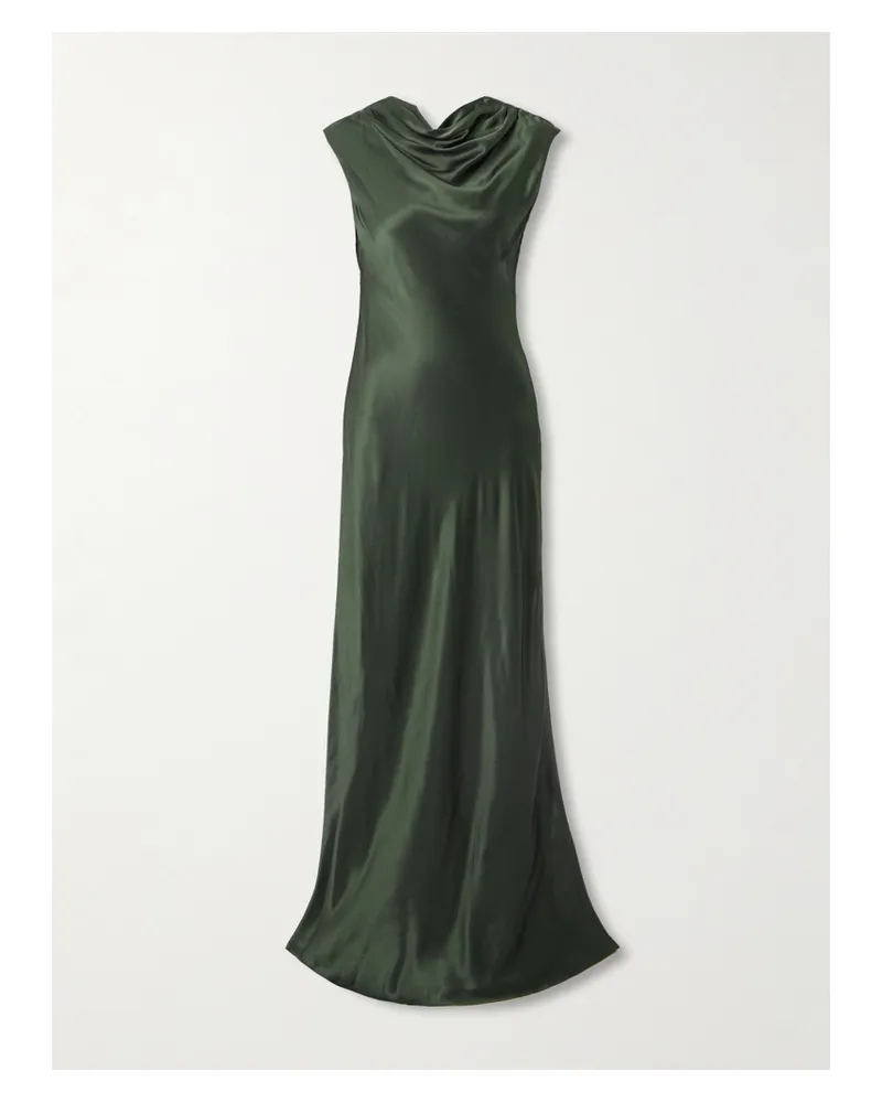 TWP Back To You Rückenfreie Robe Aus Satin Mit Wasserfallausschnitt - Grün Grün