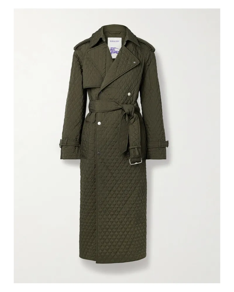 Burberry Doppelreihiger Trenchcoat aus Wattiertem Shell Grün