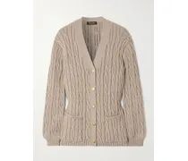 Cable-knit Cashmere-blend Cardigan - Neutrals