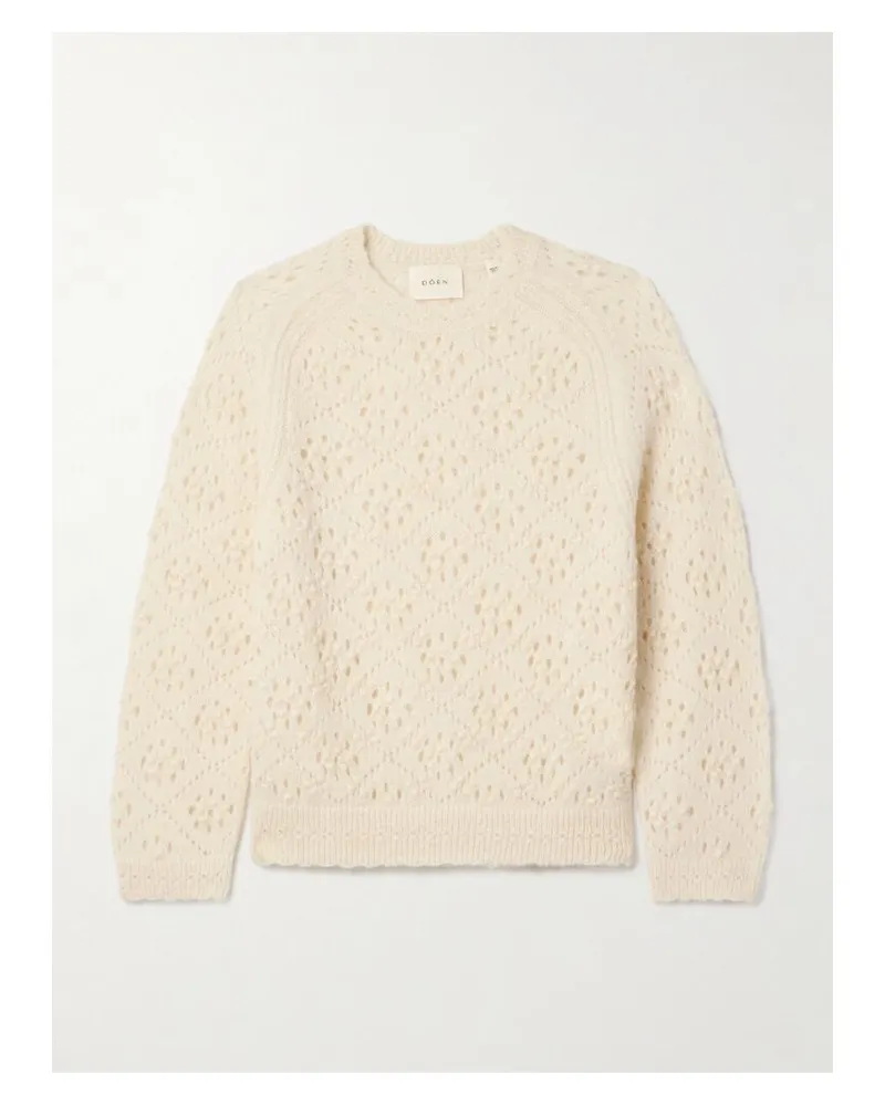 DÔEN Emiliana Pullover Aus Einer Alpakawollmischung In Pointelle-strick - Elfenbein Elfenbein