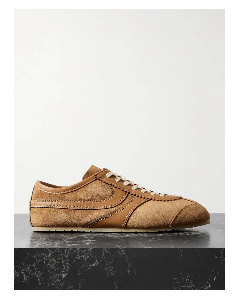 Dries van Noten Leather-trimmed Suede Sneakers - Brown Brown