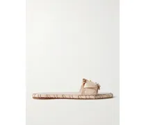 Alchemy Buckled Leather Slides - Neutrals