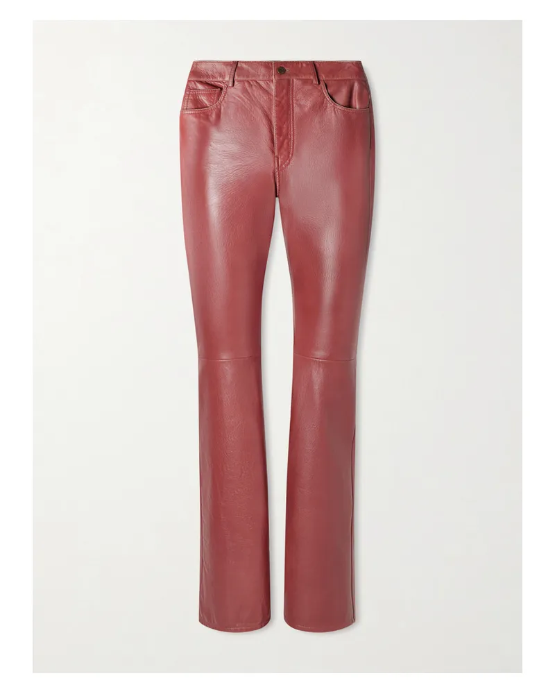 Chloé Leather Flared Pants Red