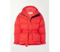 Michlin Daunenjacke Aus Gestepptem Shell Mit Gürtel Und Kapuze - Rot