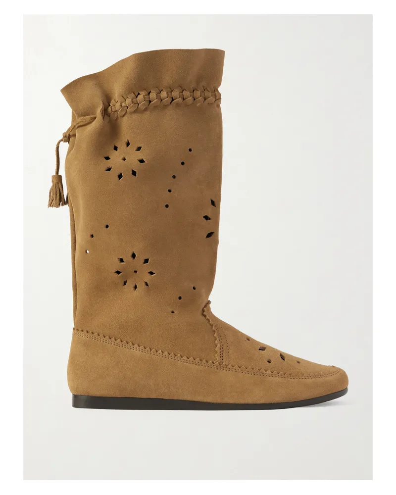 Isabel Marant Welky Laser-cut Suede Boots - Brown Brown