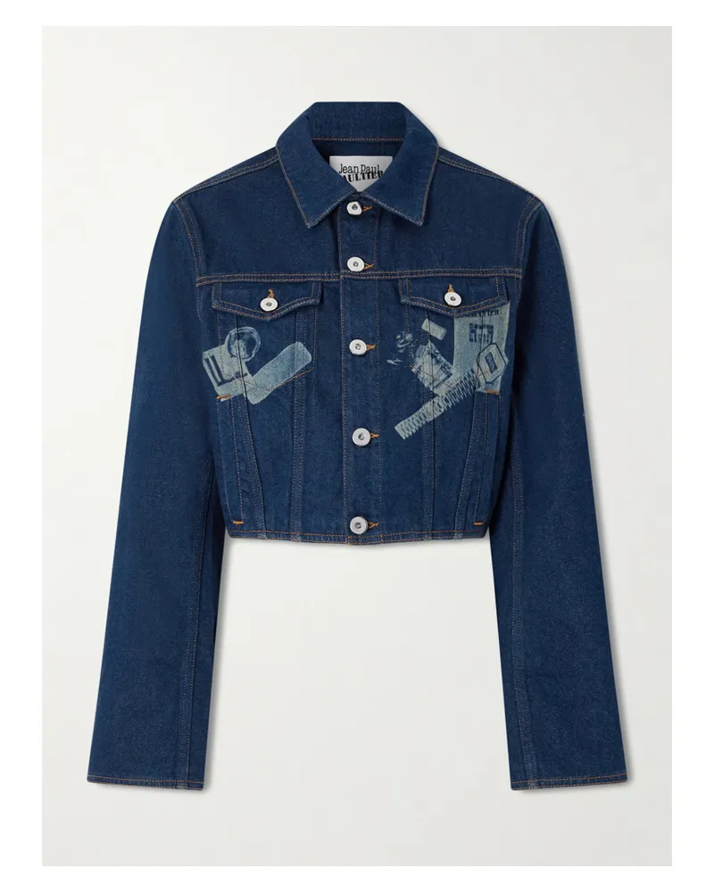 Jean Paul Gaultier Verkürzte Jeansjacke Mit Prints - Blau Blau