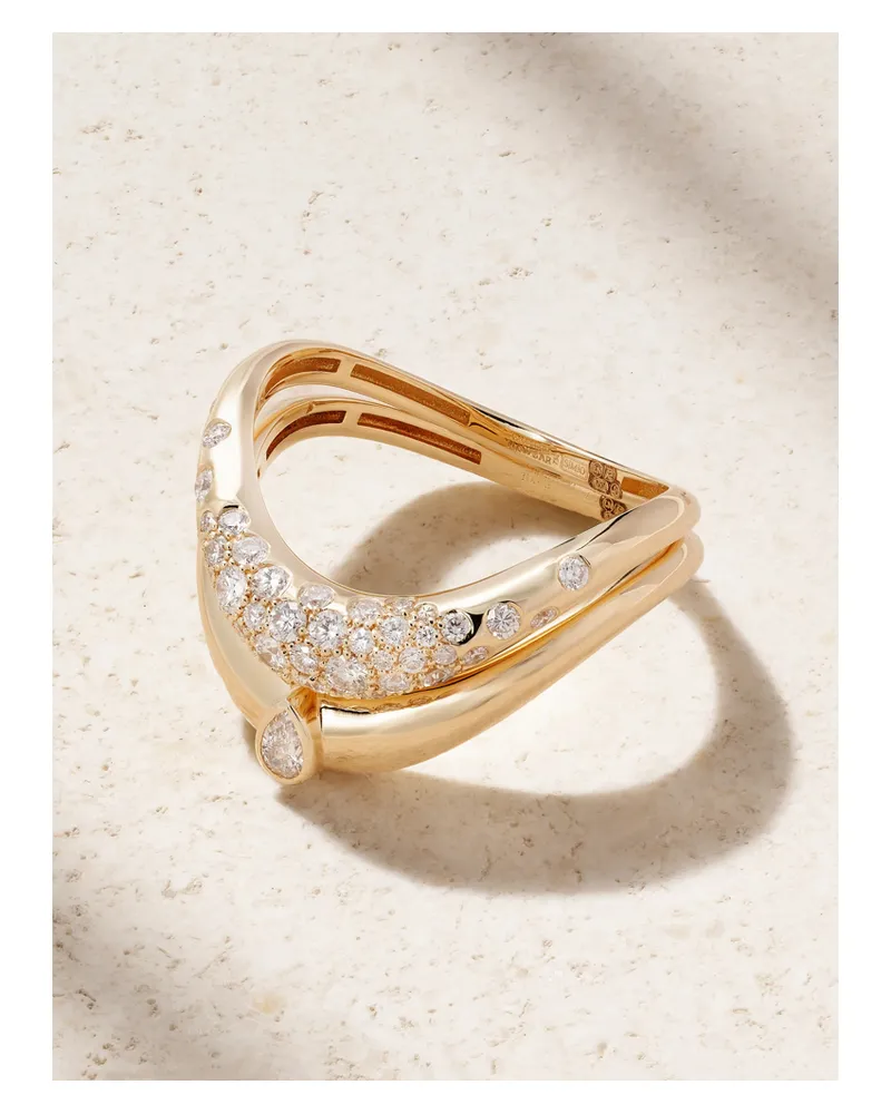 L’Atelier Nawbar Boa Set Aus Zwei Ringen Aus 18 Karat Gold Mit Diamanten Gold