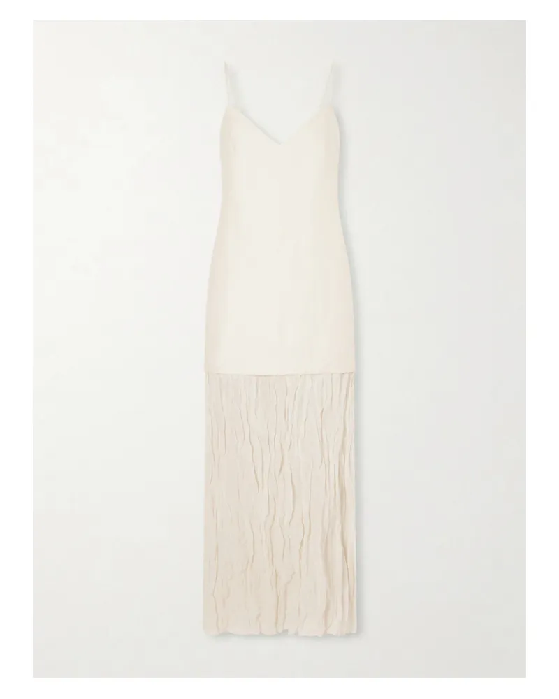 Róhe Linen-blend And Chiffon Midi Dress - Neutrals Neutrals
