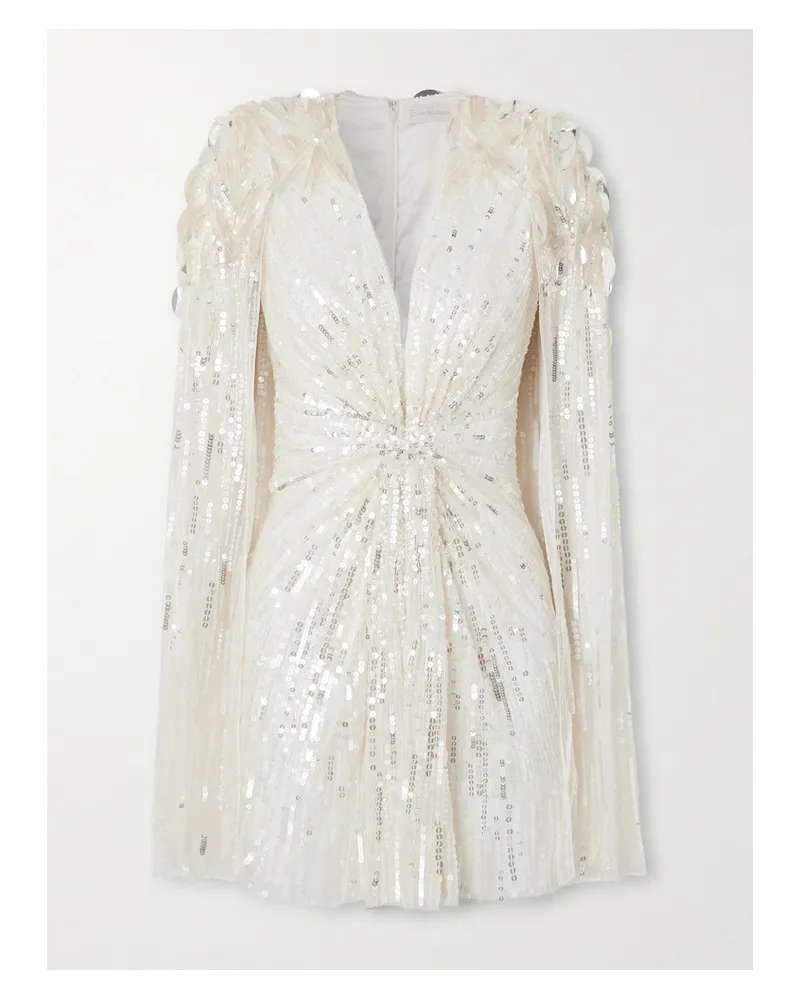 Jenny Packham Lady Love Sequined Tulle Mini Dress - Neutrals Neutrals