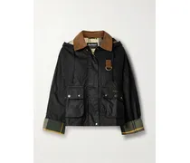 Erma Jacke Aus Gewachster Baumwolle Mit Cordbesatz Und Kapuze - Schwarz