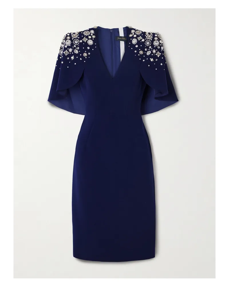 Jenny Packham Jupiter Midikleid Aus Crêpe Mit Verzierungen - Blau Blau