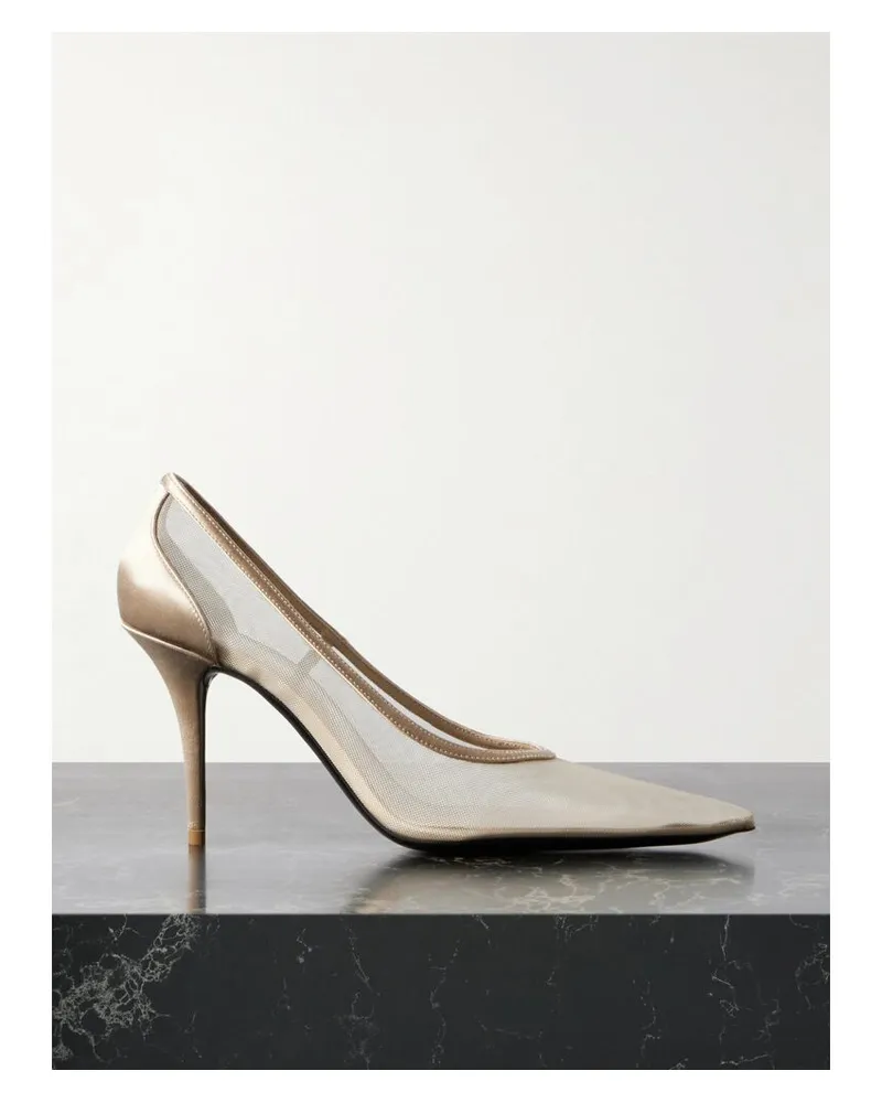 Saint Laurent Norma Pumps Aus Mesh Mit Satinbesätzen - Neutral Neutral