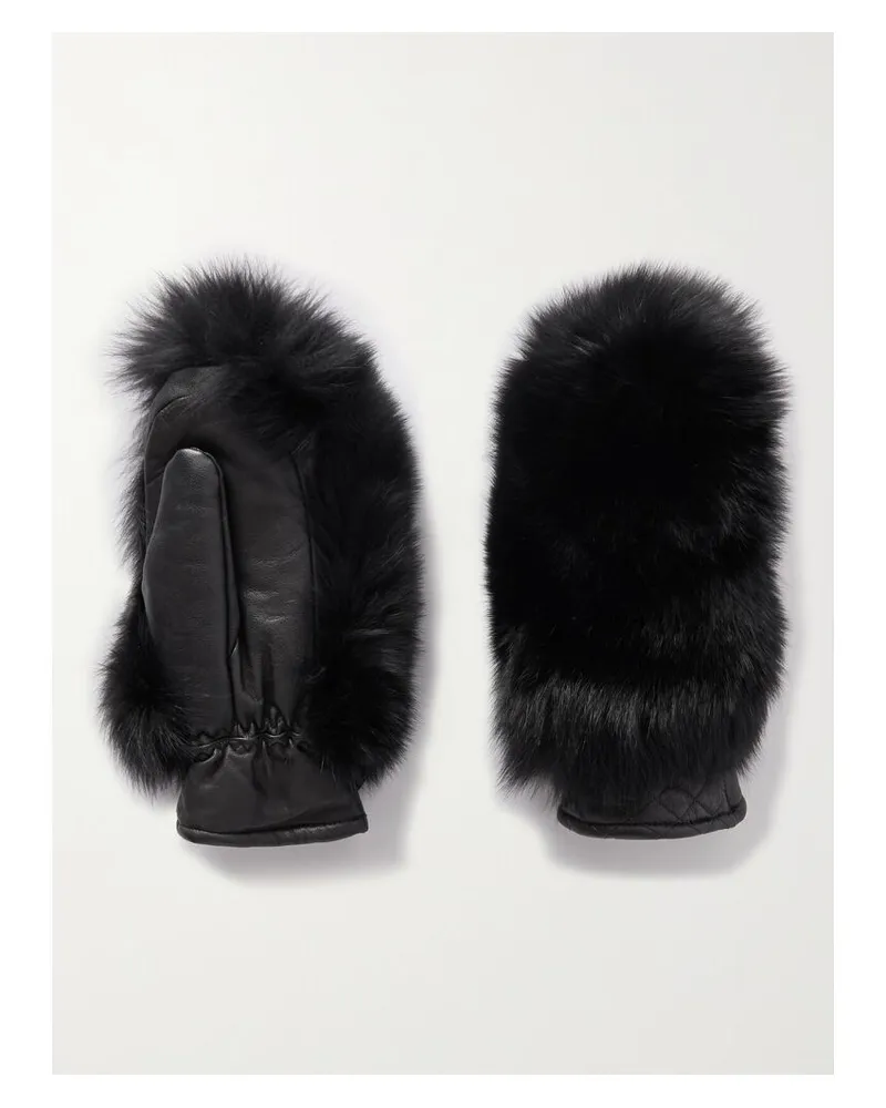 GOLDBERGH Hill Fäustlinge Aus Faux Fur Und Wattiertem Leder - Schwarz Schwarz