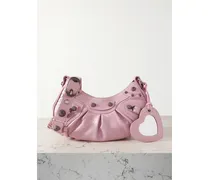 Le Cagole Xs Studded Crinkled-leather Shoulder Bag - Pink