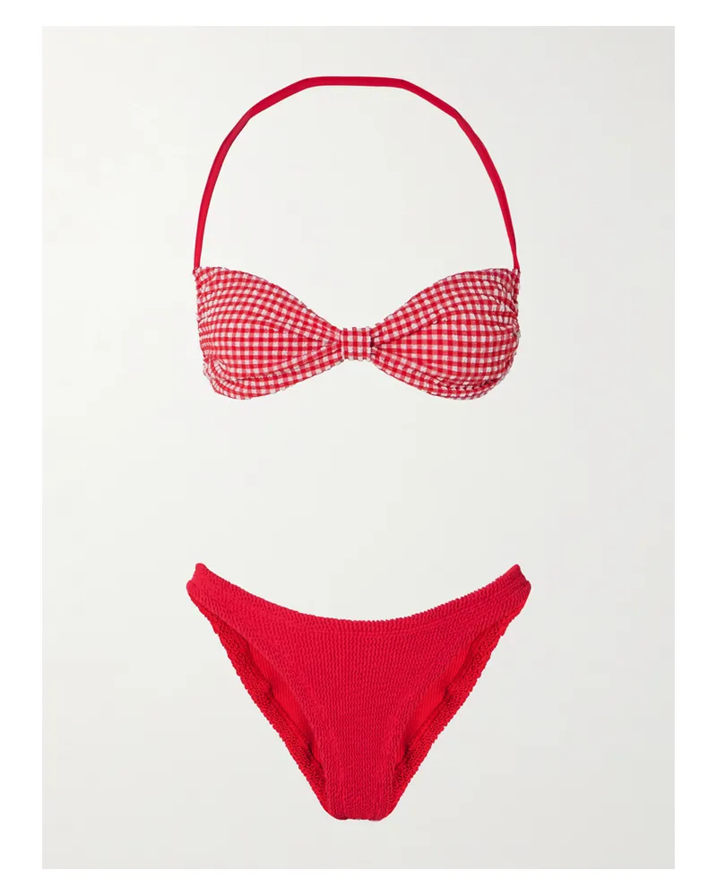 Hunza G Kacey Neckholder-bikini Aus Seersucker Mit Gingham-karo - Rot Rot