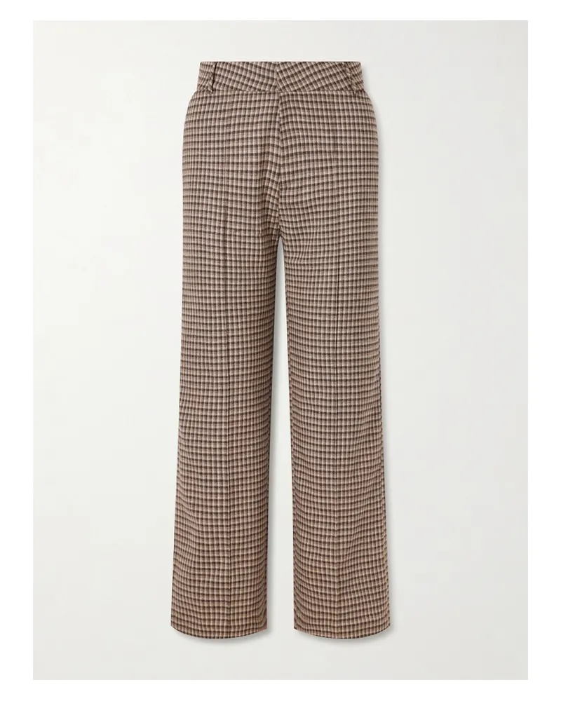 DESTREE Yoshimoto Plaid Virgin Wool-blend Straight-leg Pants - Brown Brown