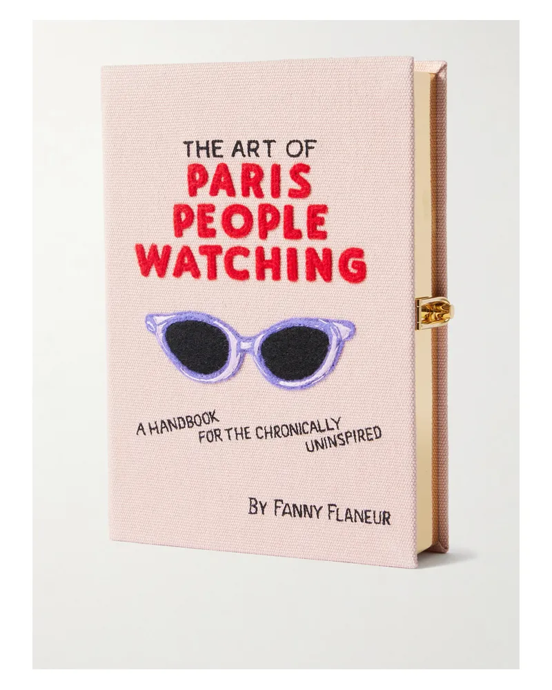 Olympia Le-Tan Messy Nessy The Art Of Paris People Watching Embroidered Appliquéd Canvas Clutch - Pink Pink