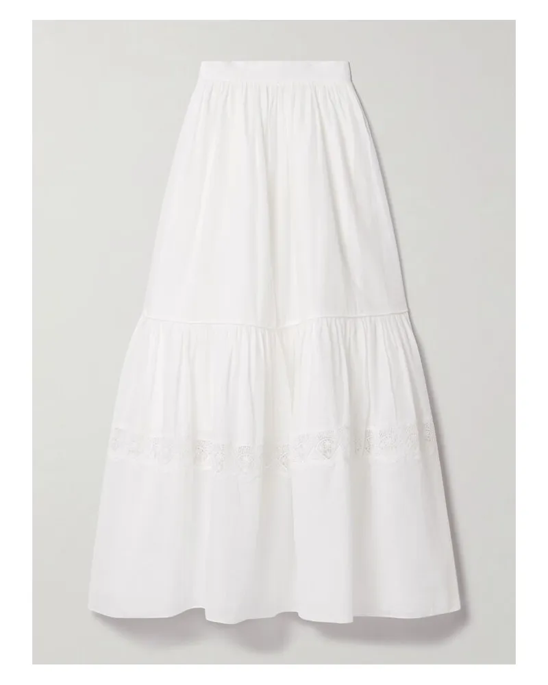 Aje. Chant Maxirock Aus Baumwoll-voile Mit Häkeleinsätzen - Weiß Weiß